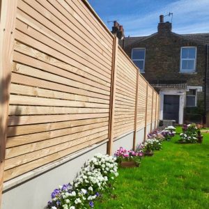 Larch Slatted Fence Panels Venetian Horizontal