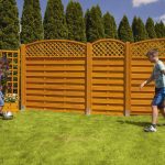Domed Top Lattice Fence Panel Horizontal Hit and Miss Bordeaux Pine