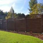 Domed Top Lattice Fence Panel Horizontal Hit and Miss Bordeaux Brown