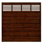 Solid Slatted Fence Panel with Venetian Top Lucca Brown