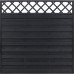 Horizontal Hit and Miss Fence Panel with Lattice Top Groove Slats Hamburg Anthracite