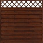 Horizontal Hit and Miss Fence Panel with Lattice Top Groove Slats Hamburg Brown