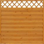 Horizontal Hit and Miss Fence Panel with Lattice Top Groove Slats Hamburg Pine