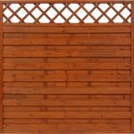 Horizontal Hit and Miss Fence Panel with Lattice Top Groove Slats Hamburg Teak
