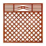 Diamond Trellis Fence Panel with Lattice Top Malaga Teak