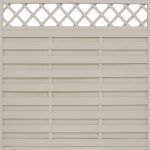 Horizontal Hit and Miss Fence Panel with Lattice Top Groove Slats Hamburg Latte