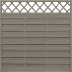 Horizontal Hit and Miss Fence Panel with Lattice Top Groove Slats Hamburg Grey