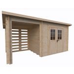 Wooden house - WOJTEK A 420x220 9.7 m2 (6 m2 + shelter)