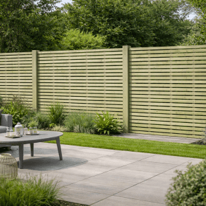 Contemporary Slat Fence – Pressure Treated Green 7mm or 20mm Gap
