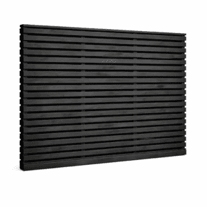 Black wooden slatted panel.