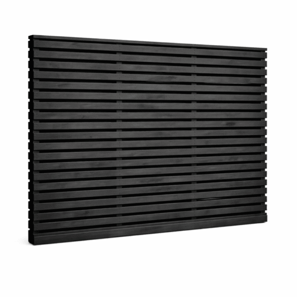 Black wooden slatted panel.