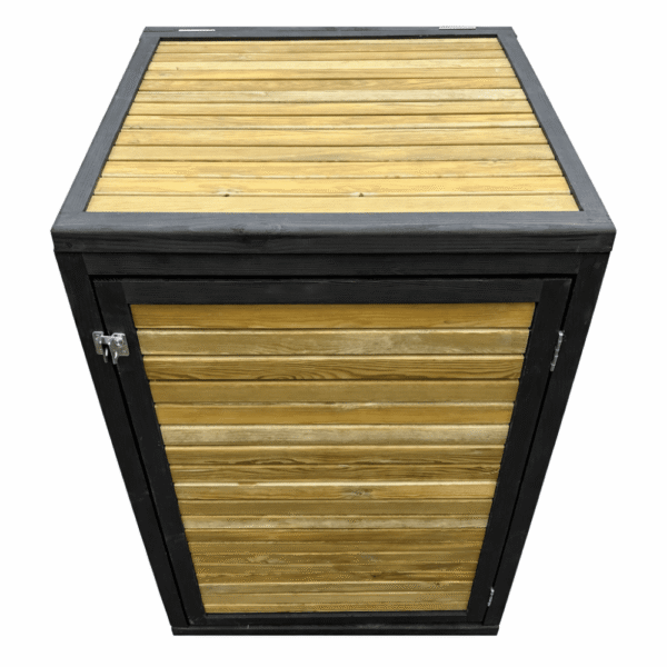 Timber wheelie bin store stainless steel hinges