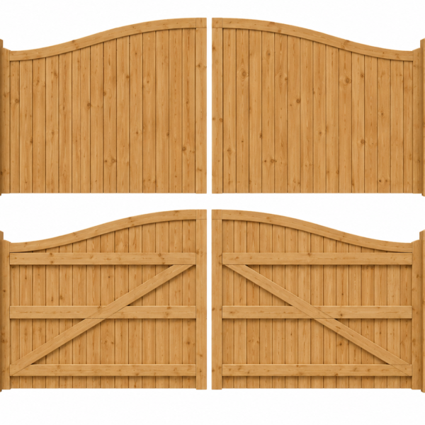 Arched European Larch Driveway Gates