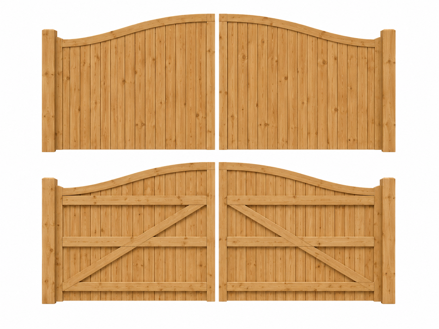 Arched European Larch Driveway Gates
