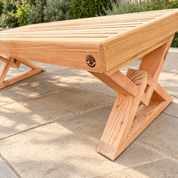 European Larch X-Leg Garden Bench – 40 × 40mm Slats