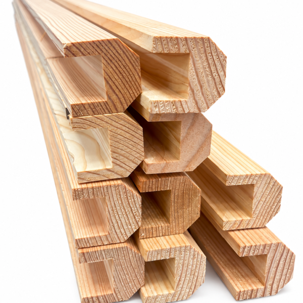 Stacked timber fence capping rails with a 23mm-wide groove